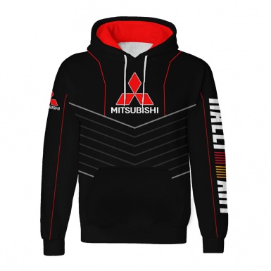 Mitsubishi Ralli Art Hoodie Black Red Color Logo