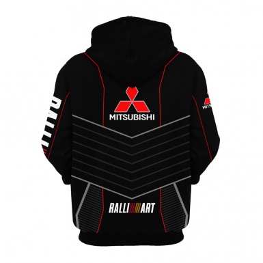 Mitsubishi Ralli Art Hoodie Black Red Color Logo