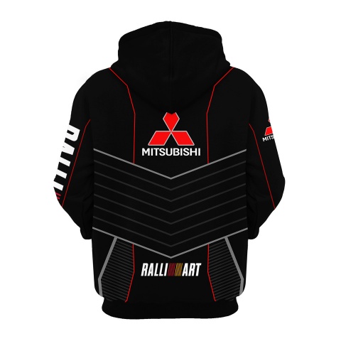 Mitsubishi Ralli Art Hoodie Black Red Color Logo