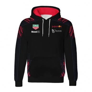 Red Bull Racing Hoodie Tag Heuer Black Red Stripes Design