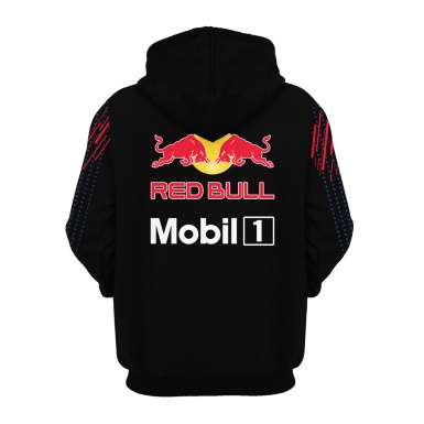 Red Bull Racing Hoodie Tag Heuer Black Red Stripes Design