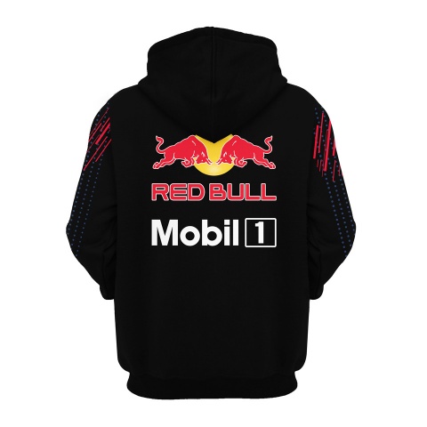 Red Bull Racing Hoodie Tag Heuer Black Red Stripes Design