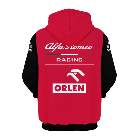 Alfa Romeo Hoodie Red White Black Sleeves Design