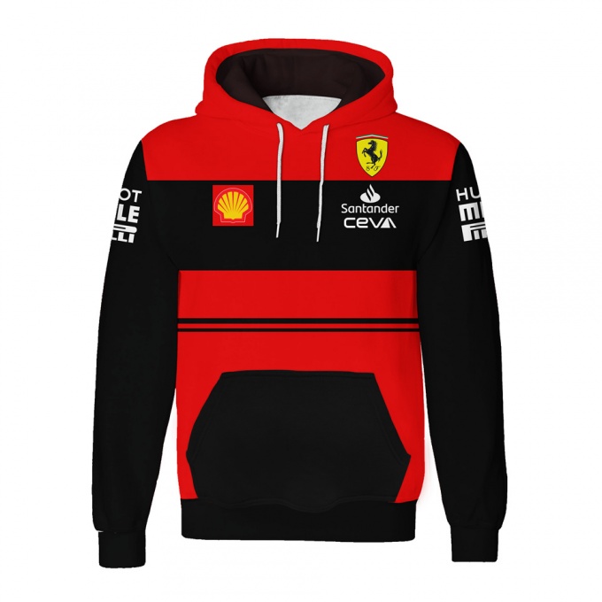 Ferrari Hoodie Red Black Stripes Clean Design Sweatshirts Clothes X Sticker