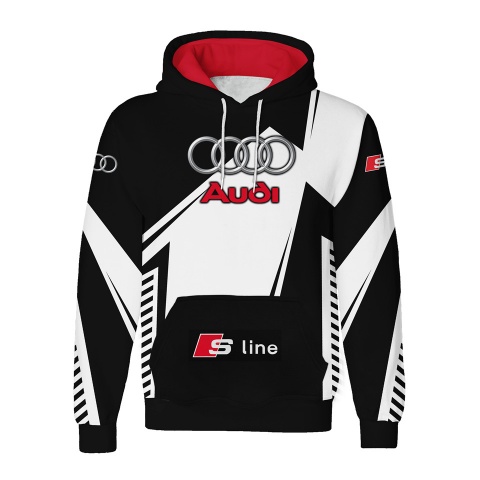 Audi S Line Hoodie Black White Red Composition