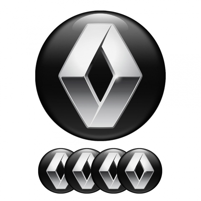 Renault Domed Stickers Wheel Center Cap Badge Metallic Effect
