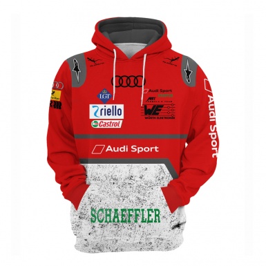 Audi Hoodie Sport Quattro Red Grey Snowy Design