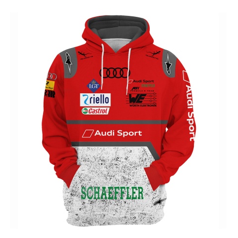 Audi Hoodie Sport Quattro Red Grey Snowy Design