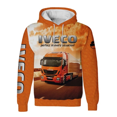 Iveco Sweatshirt Orange White Perfect In Every Situation Slogan