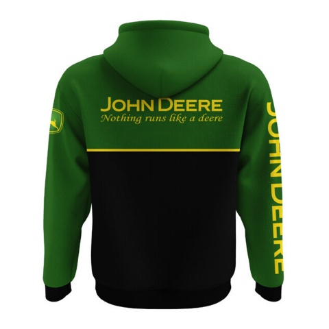 John Deere Sweatshirt Black Forest Green Classic Logo Design
