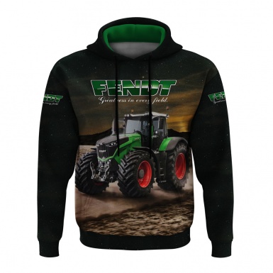 Fendt Hoodie Black Green Tractor Collage Design
