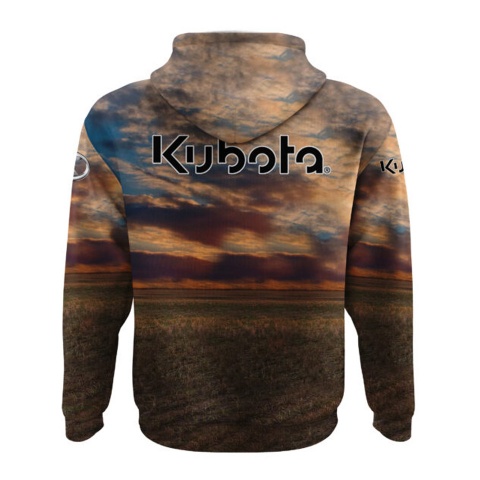 Kubota Hoodie Field Sunset Tractor Collage Edition