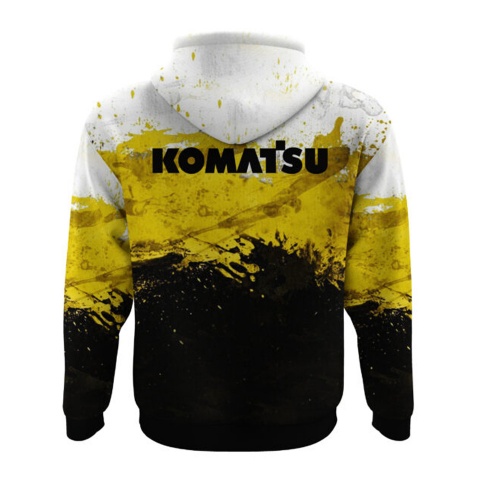 Komatsu Hoodie Black Yellow Excavator Collage Edition