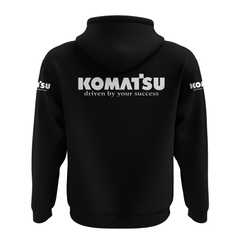 Komatsu Hoodie Black Yellow Night Sky Excavator Collage