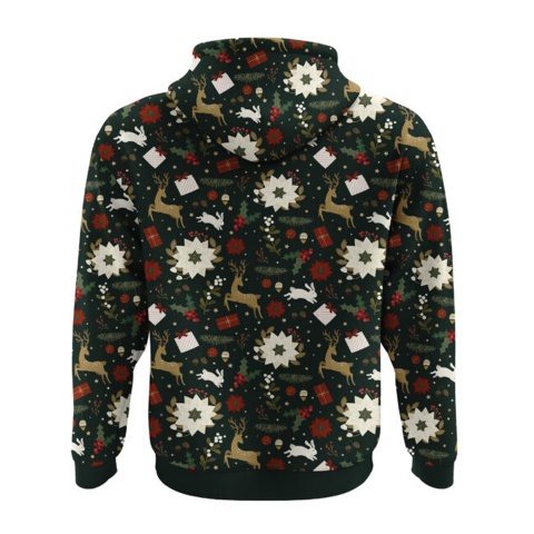 Holidays Hoodie Merry Christmas Olive Green Full Color Print