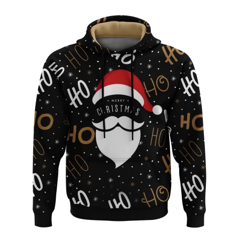 Holidays Sweatshirt Black Merry Christmas Santa Claus Print