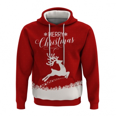 Holidays Hoodie Merry Christmas White Deer Snowflakes Design