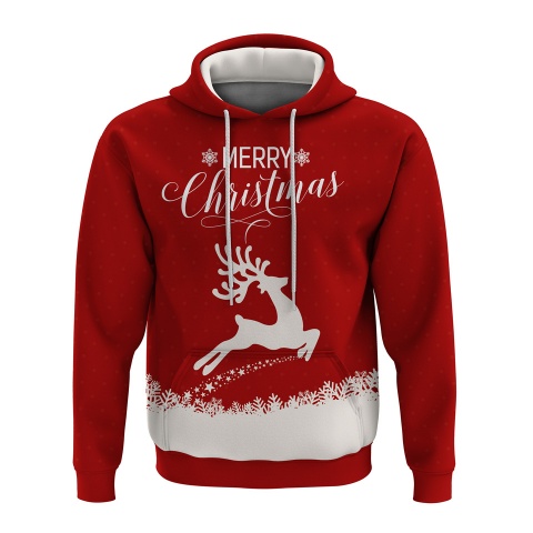 Holidays Hoodie Merry Christmas White Deer Snowflakes Design