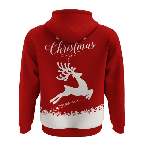 Holidays Hoodie Merry Christmas White Deer Snowflakes Design