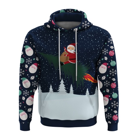 Holidays Sweatshirt Merry Christmas Santa Claus Tree Design