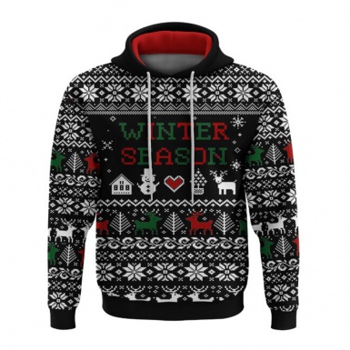 Holidays Sweatshirt Black Winter Season Embroidery Effect Edition