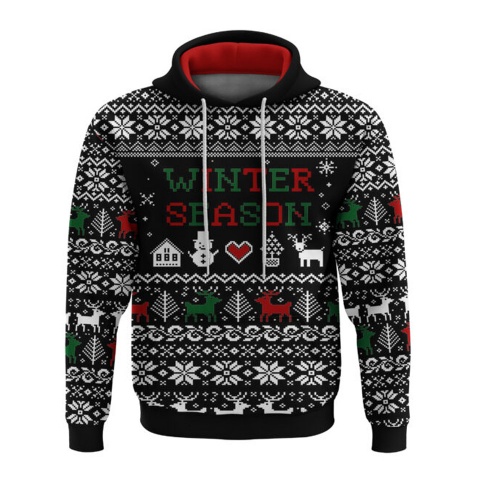 Holidays Sweatshirt Black Winter Season Embroidery Effect Edition