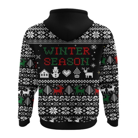 Holidays Sweatshirt Black Winter Season Embroidery Effect Edition