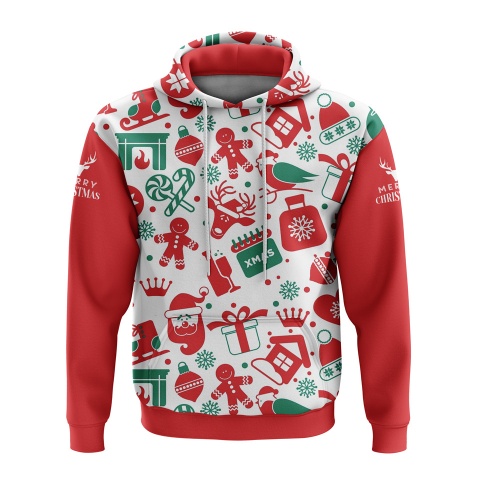 Holidays Sweatshirt White Red Gingerbread Cookies Christmas Theme