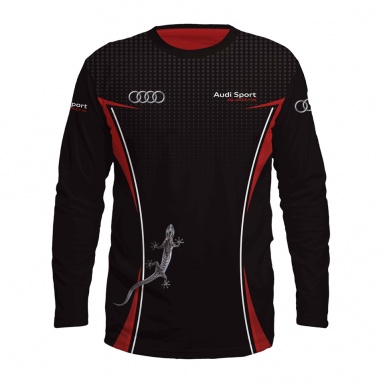 Audi Sport Quattro T-Shirt Black Red Grey Lizard Logo
