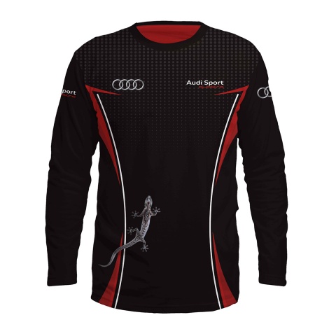 Audi Sport Quattro T-Shirt Black Red Grey Lizard Logo