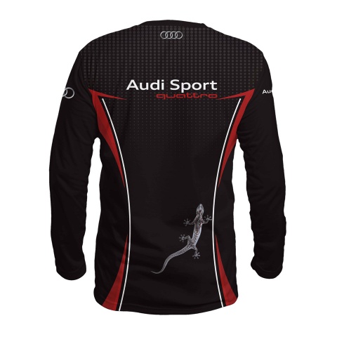 Audi Sport Quattro T-Shirt Black Red Grey Lizard Logo