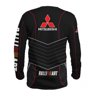 Mitsubishi T-shirt Long Sleeve Rally Art Black Red Color Logo