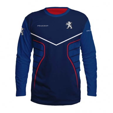 Peugeot Long Sleeve T-Shirt Blue Red Lines Design