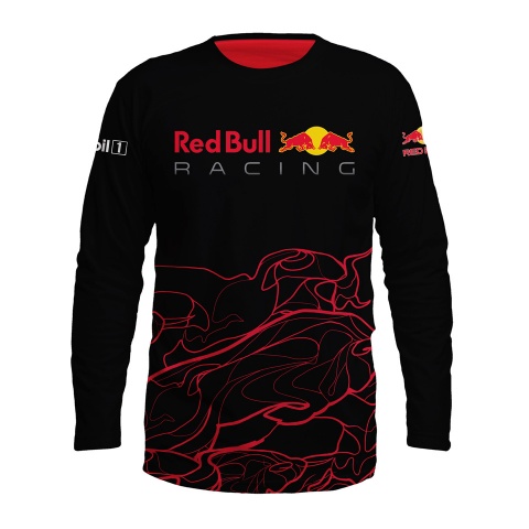 Red Bull Racing T-Shirt Long Sleeve Black Red Magma Edition