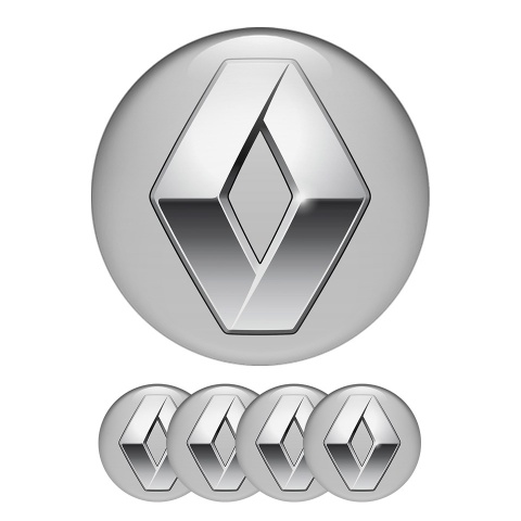 Renault Center Hub Dome Stickers 3D Silver Logo Emblems