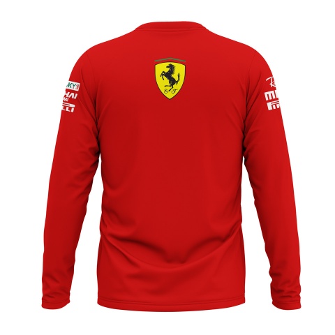 Ferrari T-shirt-Long Sleeve Mission Winnow Red Black Design