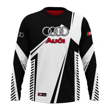 Audi S Line Long T-Shirt Black White Red Composition