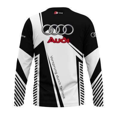 Audi S Line Long T-Shirt Black White Red Composition