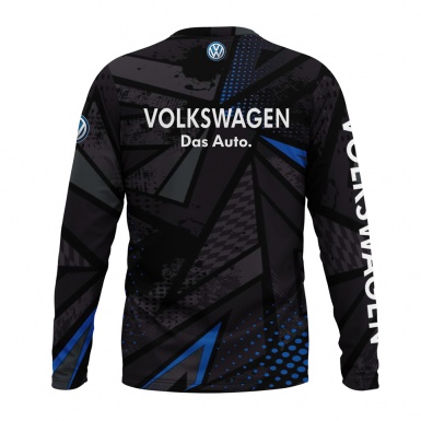 VW T-shirt-Long Sleeve Das Auto Black Grey Blue Geometric Edition