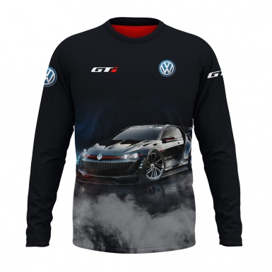 VW Golf GTI Long T-Shirt Black Red Tuning Collage Design