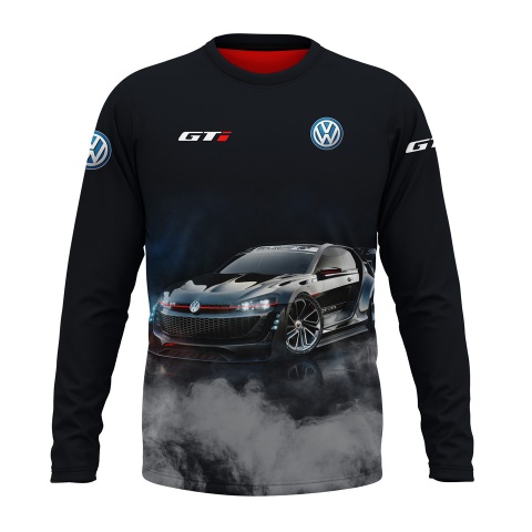 VW Golf GTI Long T-Shirt Black Red Tuning Collage Design