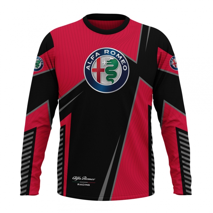 Alfa Romeo Racing Long Sleeve Black Red Color Logo Edition