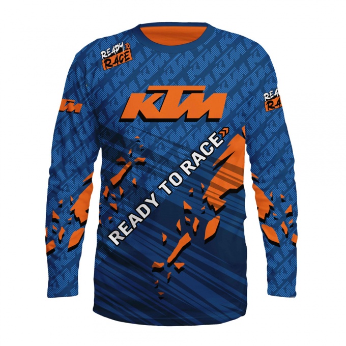 KTM Long T-Shirt Blue Orange Ready To Race Design