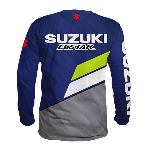 Suzuki RR GSX T-Shirt Long Sleeve Blue Red Lime Edition