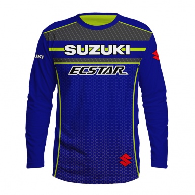 Suzuki T-Shirt Long Sleeve Blue Red Lime Edition