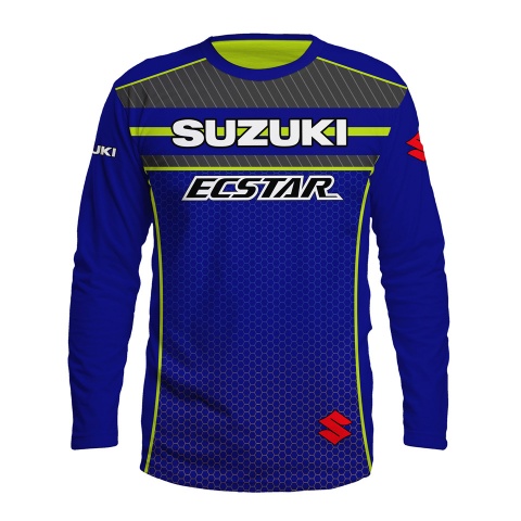 Suzuki T-Shirt Long Sleeve Blue Red Lime Edition