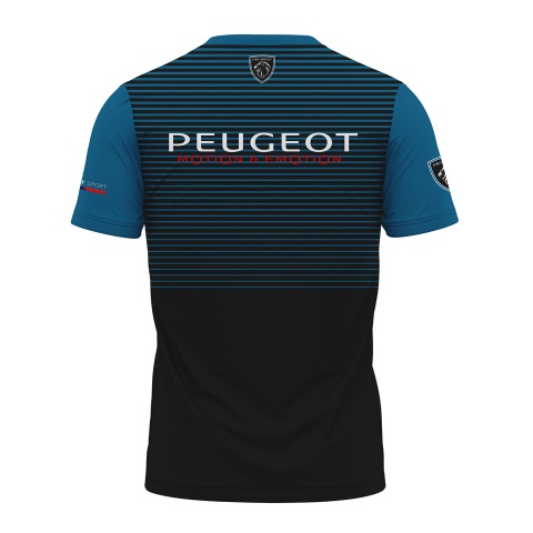 Peugeot Sport T-Shirt Black Blue Stripes Edition