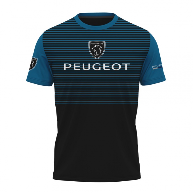Peugeot Sport T-Shirt Black Blue Stripes Edition