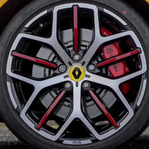 Renault Domed Stickers Wheel Center Cap Badge Yellow Black print