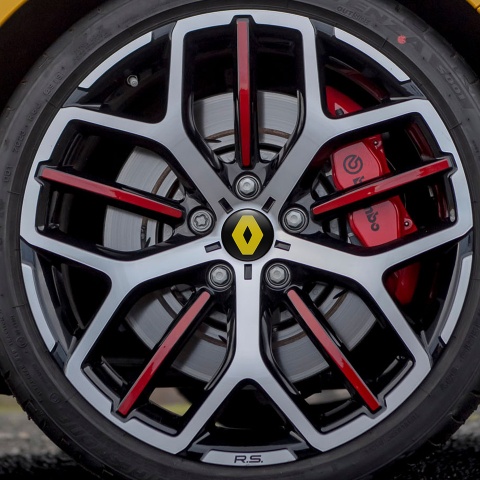 Renault Wheel Center Cap Domed Stickers Black And Yellow Combination 